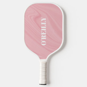Minimalist Pink and White Modern Monogram Pickleball Paddle