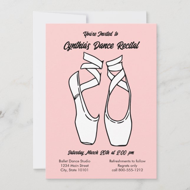 Minimalist Pink Ballet Dance Recital Invitation (Front)