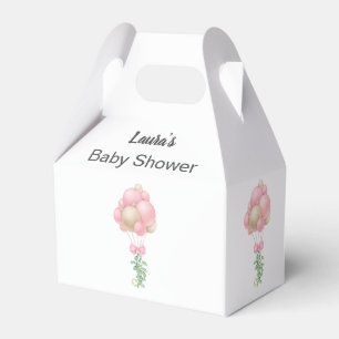 Minimalist Pink Balloons Girl Baby Shower Favour Box