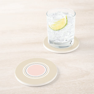Minimalist Pink Beige Geometric Coaster