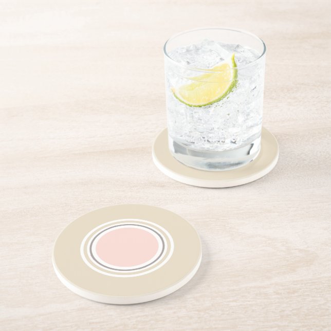 Minimalist Pink Beige Geometric Coaster (Side)