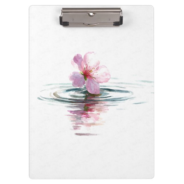 Minimalist Pink Blossom Water Ripple Clipboard (Front)