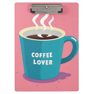 Minimalist Pink Blue Coffee cup lover  Clipboard