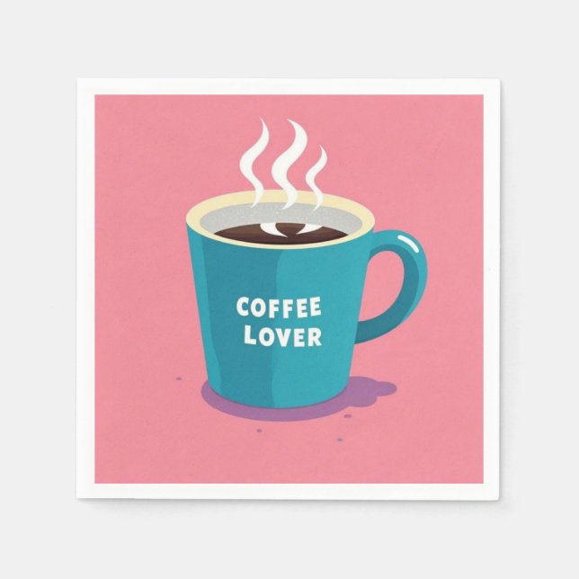 Minimalist Pink Blue Coffee cup lover  Napkin (Front)