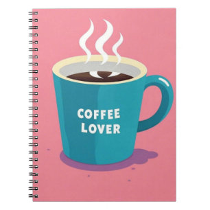 Minimalist Pink Blue Coffee cup lover Notebook
