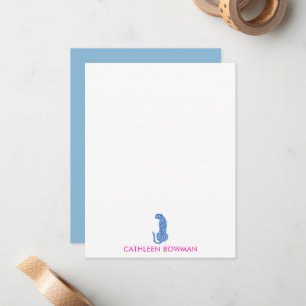 Minimalist Pink & Blue Modern Cheetah Personalised Card