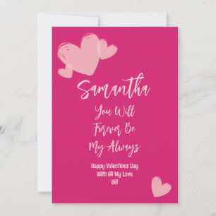 Minimalist Pink Bold Sweet Valentine for Adult Holiday Card