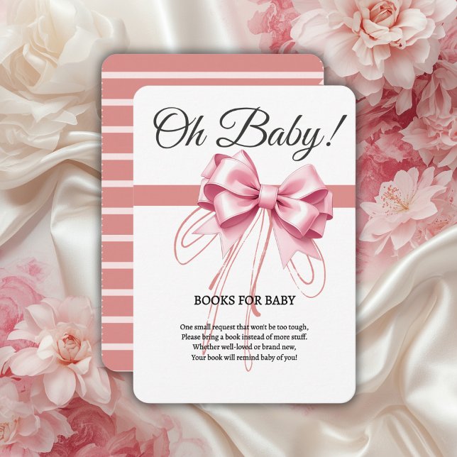 Minimalist Pink Bow Baby Shower Enclosure Card (Creator Uploaded)