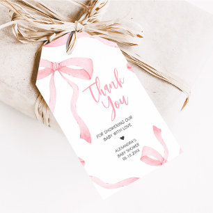 Minimalist Pink Bow Baby Shower Favor Tags