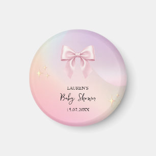 Minimalist Pink Bow Baby Shower Magnet
