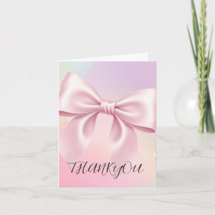Minimalist Pink Bow Baby Shower Thank You Card