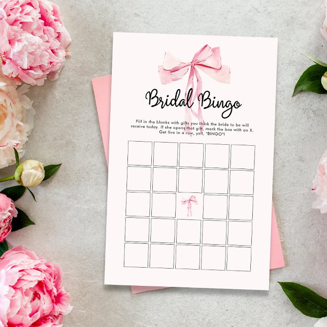 Minimalist Pink Bow Bridal Bingo  (Creator Uploaded)
