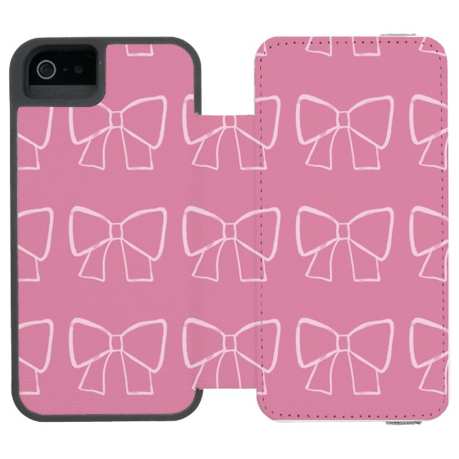 Minimalist Pink Bow Incipio iPhone Wallet Case (Folio Open)