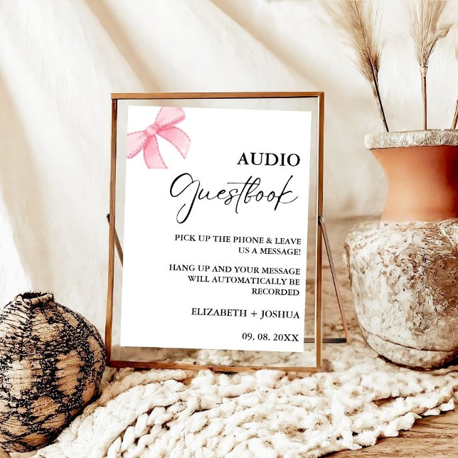 Minimalist Pink Bow Wedding Audio Guestbook Sign (Creator Uploaded)
