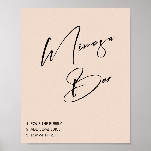 Minimalist Pink Bridal Shower Mimosa Bar Sign (Front)