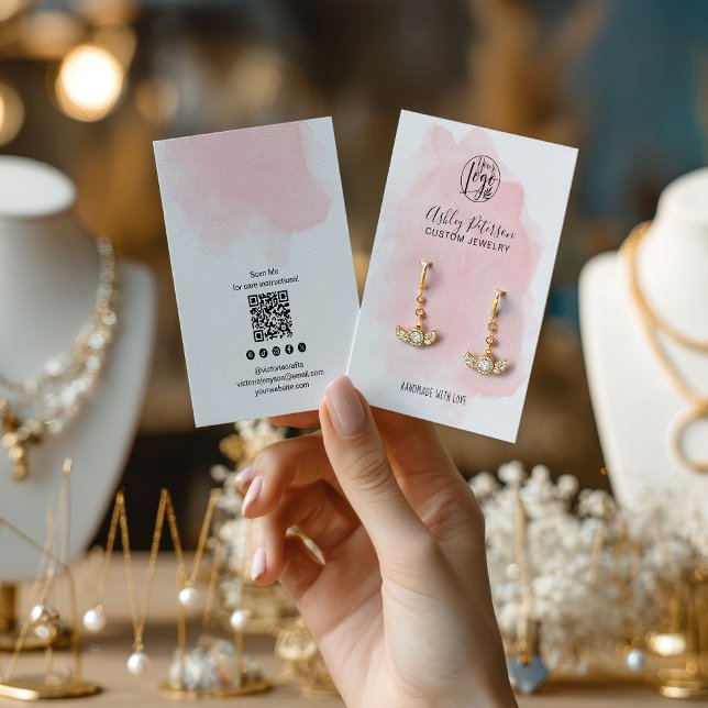 Minimalist pink brush logo jewellery earring displ (Minimalist pink brush logo jewelry earring display)