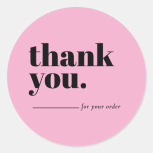 Minimalist Pink Business Customer Thank You Classic Round Sticker