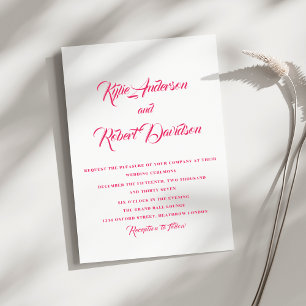 Minimalist Pink Calligraphy Bright Sunset Inspired Invitation