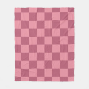 Minimalist Pink Chequerboard Pattern Fleece Blanket