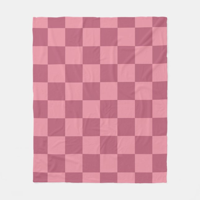 Minimalist Pink Chequerboard Pattern Fleece Blanket (Front)