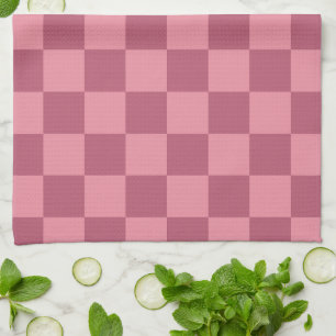 Minimalist Pink Chequerboard Pattern Tea Towel