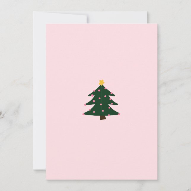 Minimalist Pink Christmas Tree Card (Front)