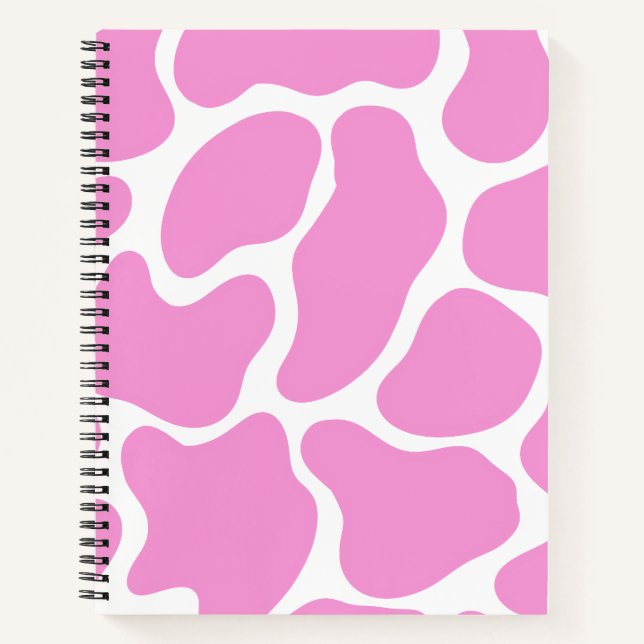 Minimalist Pink Cow Print Notebook (Front)