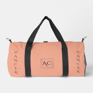 Minimalist Pink "DANCER" Monogram & Name Duffle Bag