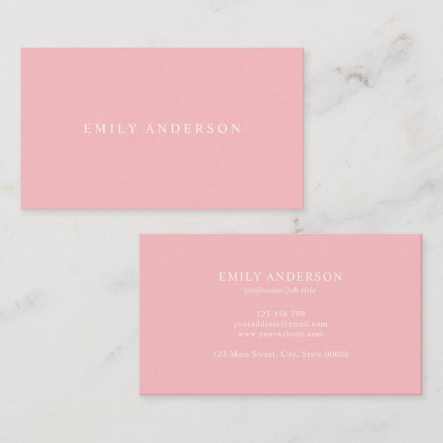 Minimalist Pink Elegant Monogram Business Card (Front/Back)