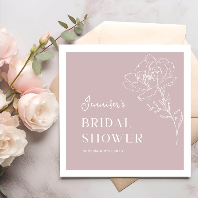 Minimalist Pink Floral Boho Bridal Shower Napkin (Creator Uploaded)