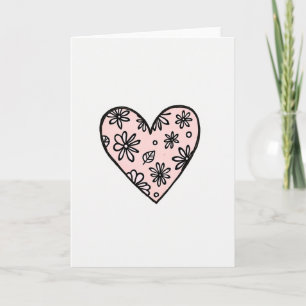 Minimalist Pink Floral Heart Card