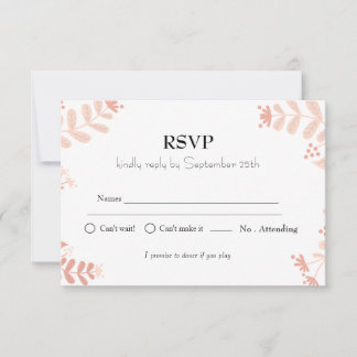 Minimalist Pink Floral Kids Birthday Party RSVP  Card