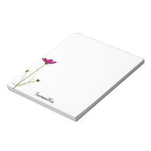 Minimalist Pink Floral Personalised Notepad