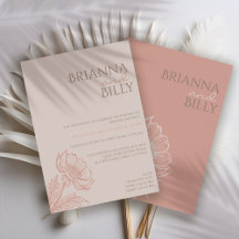 Minimalist Pink Floral Wedding Invitation