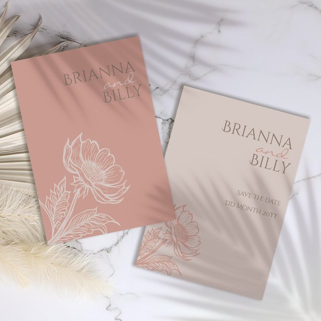Minimalist Pink Floral Wedding Save The Date (Creator Uploaded)