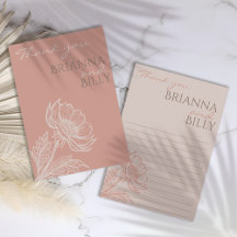 Minimalist Pink Floral Wedding Thank You Card