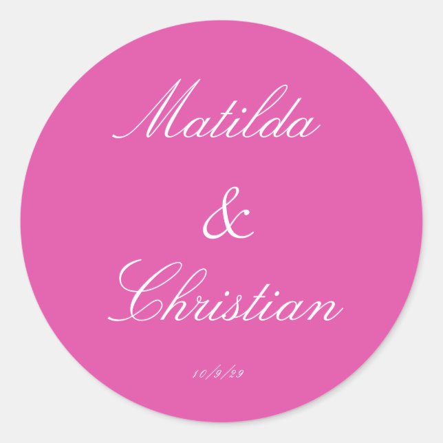 Minimalist Pink Fuchsia Wedding Envelope Seals (Front)