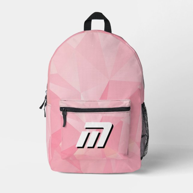 Minimalist Pink Geometric Motivational Custom Printed Backpack (Front)