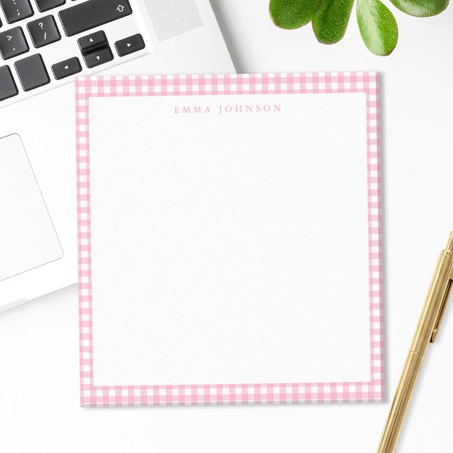 Minimalist Pink Gingham Monogram Notepad (Creator Uploaded)