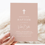 Minimalist Pink Girls Christening Baptism   Invitation<br><div class="desc">A pink minimalist baptism invitation. A modern and elegant design for your little girls special day.</div>