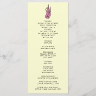 Minimalist Pink Gladiolus Wedding Program