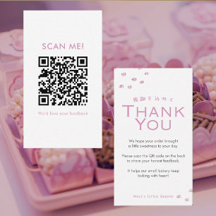 Minimalist Pink Glitter Dot Leave a Review QR Code Business Card