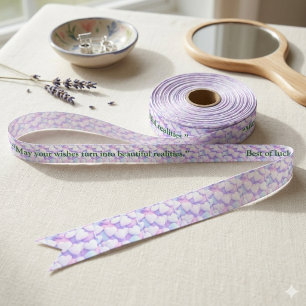 Minimalist Pink Green Love Personalised Quote Satin Ribbon