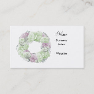Minimalist Pink Green Wreath Business Card