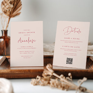 Minimalist Pink Handwritten Script Bridal Shower Invitation