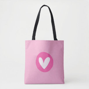 Minimalist Pink Heart Tote Bag