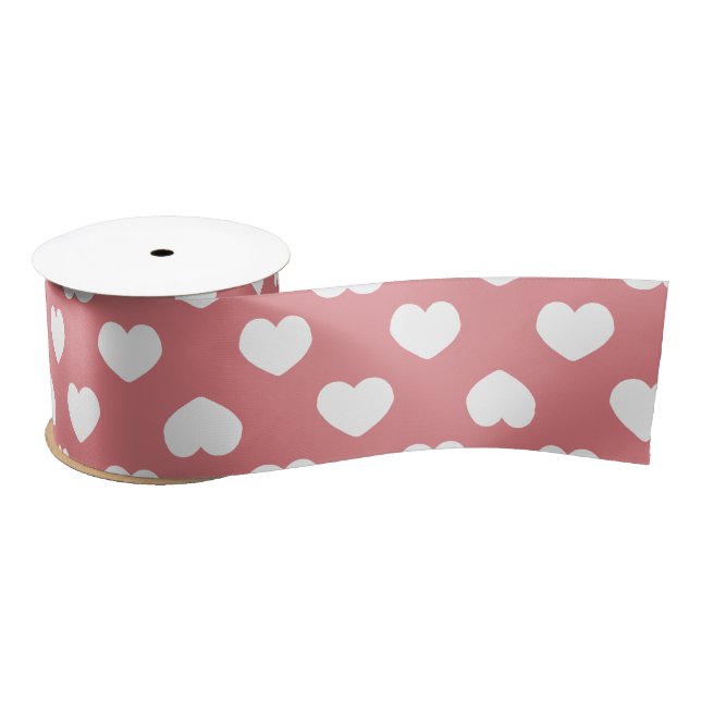 Minimalist Pink Hearts Satin Ribbon (Spool)