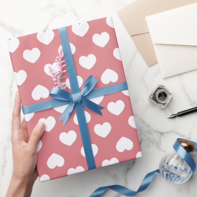 Minimalist Pink Hearts Wrapping Paper (Gifting)