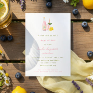 Minimalist Pink Lemonade Baby Sip and See Invitation