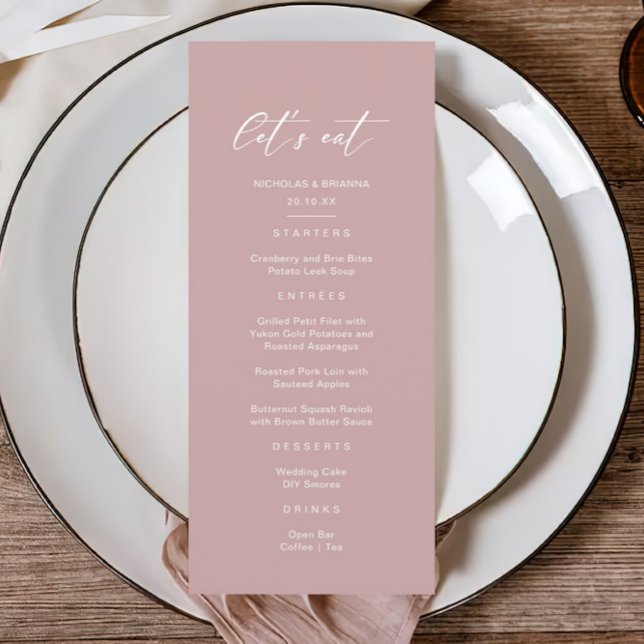Minimalist Pink Mauve Wedding Menu (Creator Uploaded)